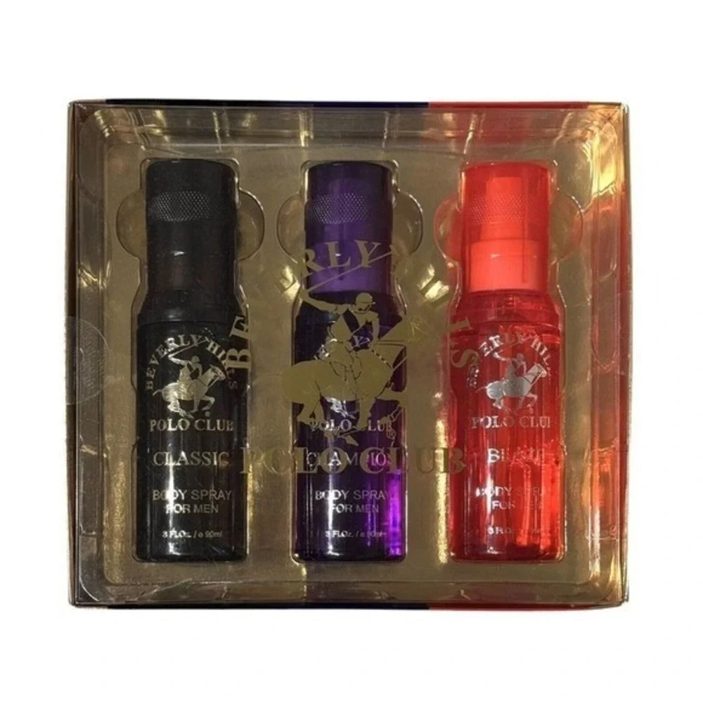 Beverly Hills Polo Club Men's 3 Piece Set Body‎ Spray Classic Blaze Champion 3oz